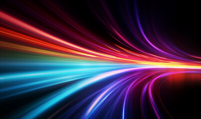 A color light effect that comes out from the top down, a line light, a glow effect, a light effect, Black background.