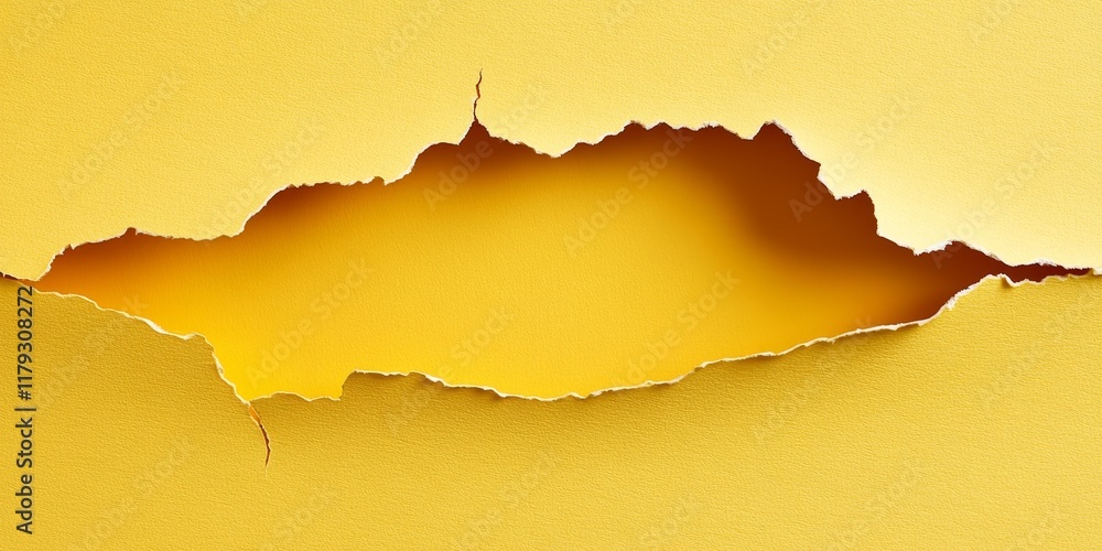 Poster yellow torn paper serves as a unique isolated element, showcasing the texture and vibrancy of yellow
