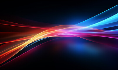 A color light effect that comes out from the top down, a line light, a glow effect, a light effect, Black background.