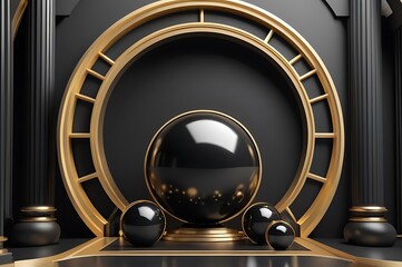 A realistic golden and dark podium fantastic background