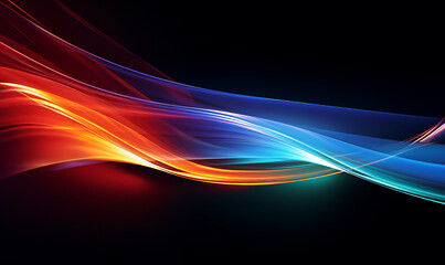 A color light effect that comes out from the top down, a line light, a glow effect, a light effect, Black background.