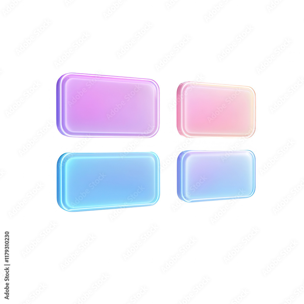 Aufkleber colorful abstract buttons with gradients reflecting light, suitable for digital design., isolated on