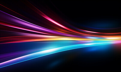 A color light effect that comes out from the top down, a line light, a glow effect, a light effect, Black background.