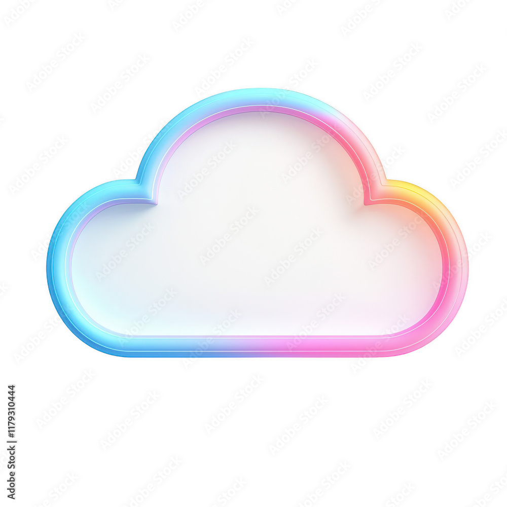 Poster colorful cloud icon symbolizing data storage and digital connectivity., isolated on a transparent ba