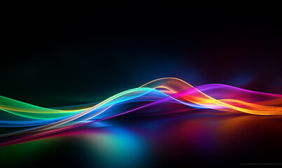 A color light effect that comes out from the top down, a line light, a glow effect, a light effect, Black background.