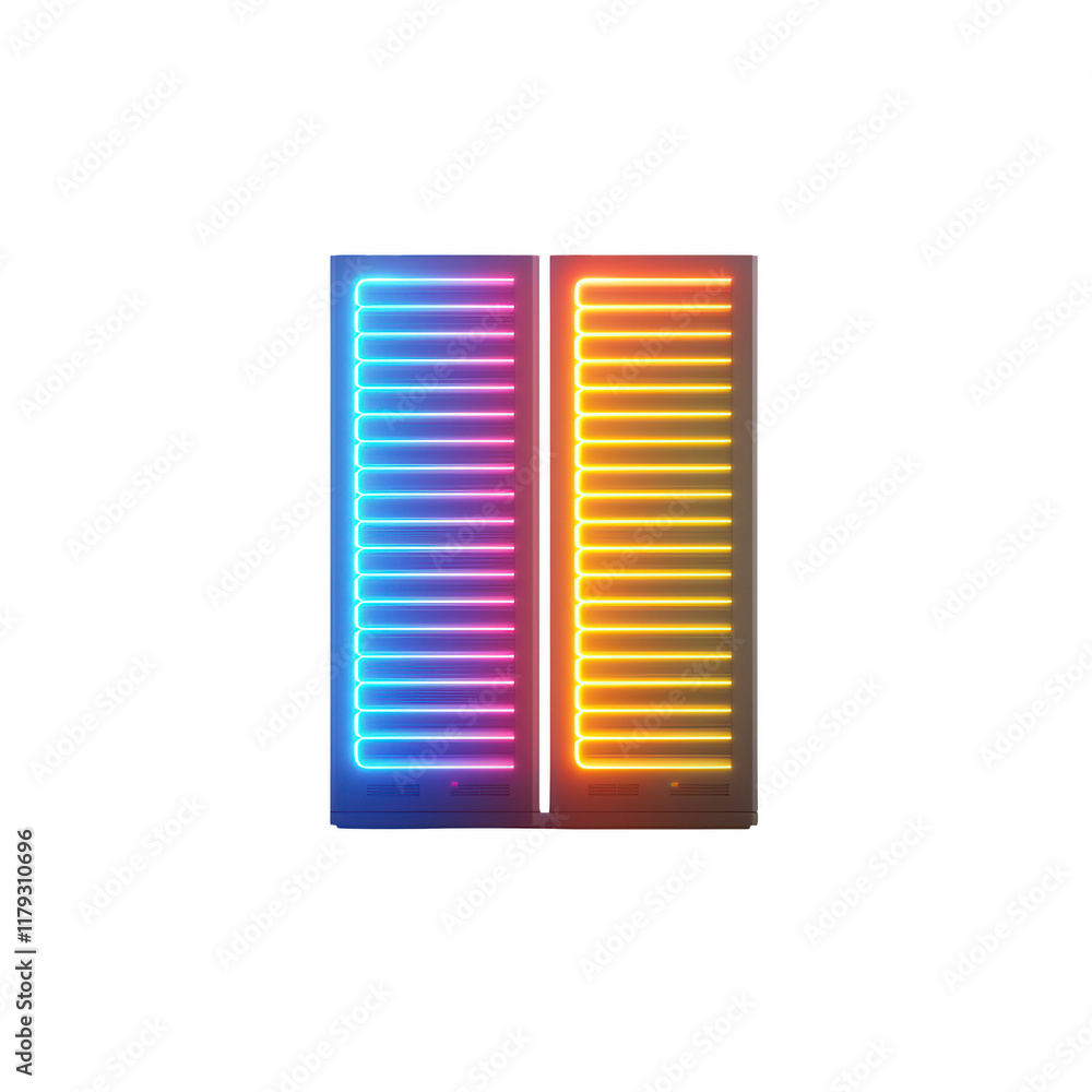 Aufkleber colorful neon lights create a striking visual impact for design projects., isolated on a transparent