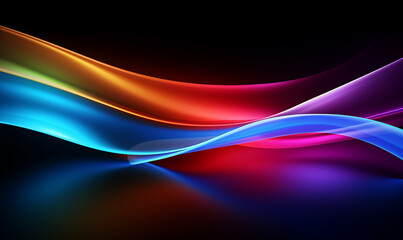 A color light effect that comes out from the top down, a line light, a glow effect, a light effect, Black background.