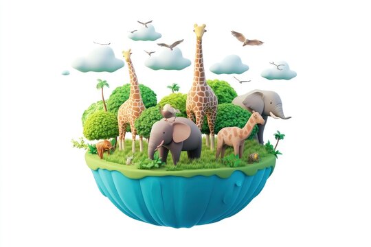 World wildlife day, Diversity of Wild animals and Natural botanical, Environment conservation, National park, Sustainable of Ecology concept, Think green nature, Save the planet and Eco friendly. 