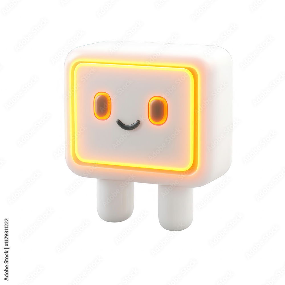 Poster cute glowing character design in a modern style with vibrant colors and playful expression., isolate