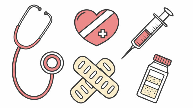Cute Cartoon Medical Icons for Healthcare Design