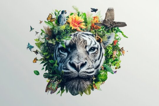 World wildlife day, Diversity of Wild animals and Natural botanical, Environment conservation, National park, Sustainable of Ecology concept, Think green nature, Save the planet and Eco friendly. 