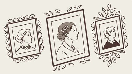 Elegant Portraits of Women in Ornate Frames