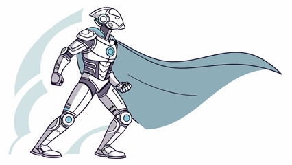 Powerful Robotic Superhero with Majestic Cape