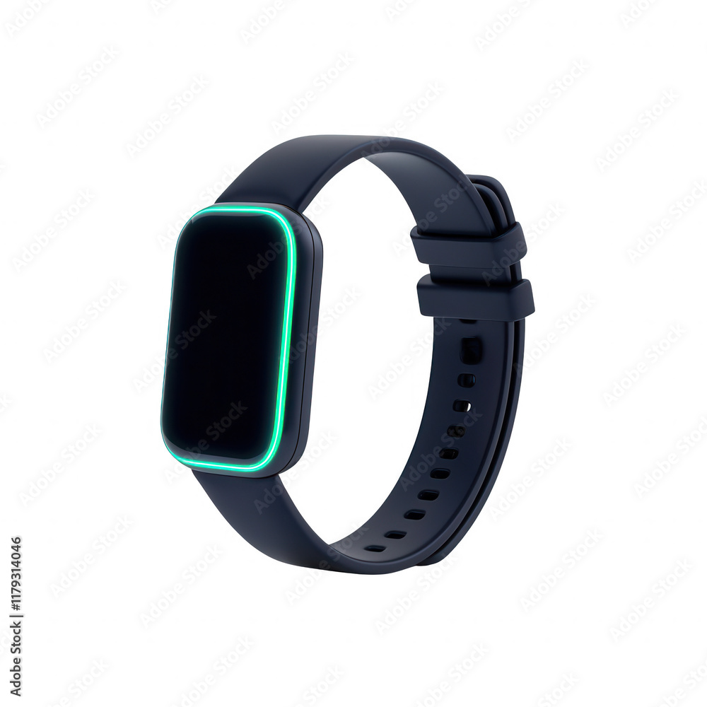 Poster modern fitness tracker with a sleek design and vibrant display for activity monitoring., isolated on