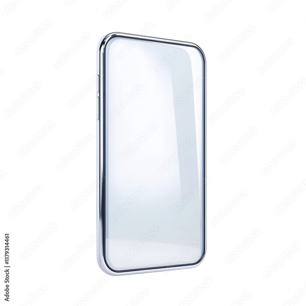 Poster sleek and modern smartphone with a shiny metallic border and a blank screen., isolated on a transpar