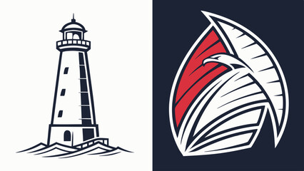Lighthouse and Sailboat Graphic Design