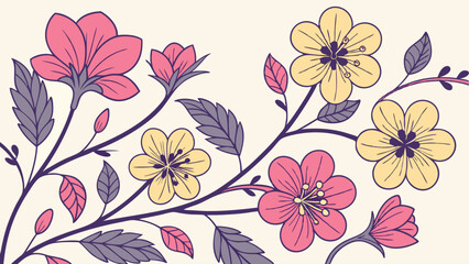 Delicate Floral Design with Pink and Yellow Blossoms