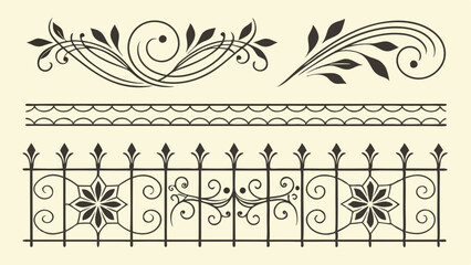Ornamental Fence and Floral Design Elements
