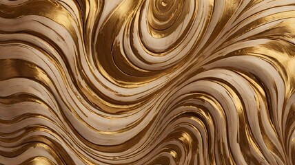Luxury line background, gold wavy art texture. Organic wood, hair illustration, curve elegant graphic. Flow template, swirl graphic.