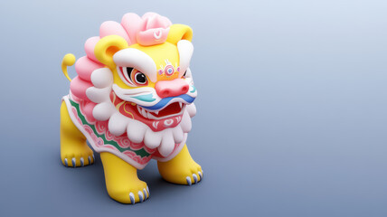 Obraz premium Colorful lion dance costume figure with intricate details and vibrant colors