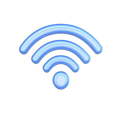 Stylized blue Wi-Fi signal icon representing wireless connectivity and internet access., isolated on a transparent background.