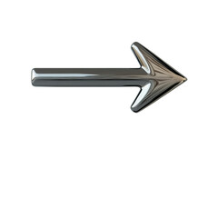 Obraz premium shiny metallic arrow pointing to right, symbolizing direction and movement. This sleek design can be used in various contexts, including navigation and signage