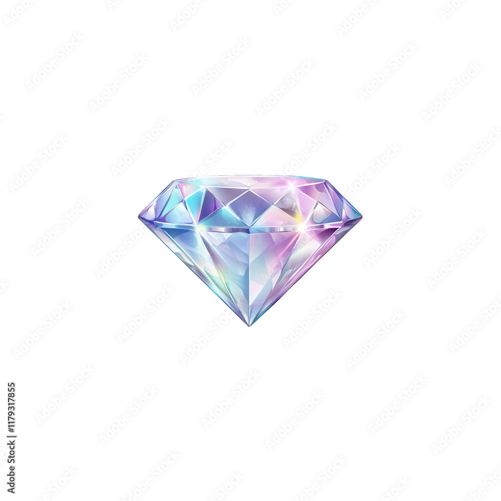 Poster a beautiful shimmering diamond reflecting various colors on a dark background., isolated on a transp