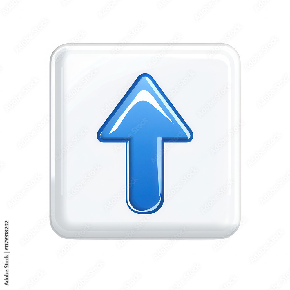 Poster a blue upward arrow icon symbolizing progress and positive direction., isolated on a transparent bac
