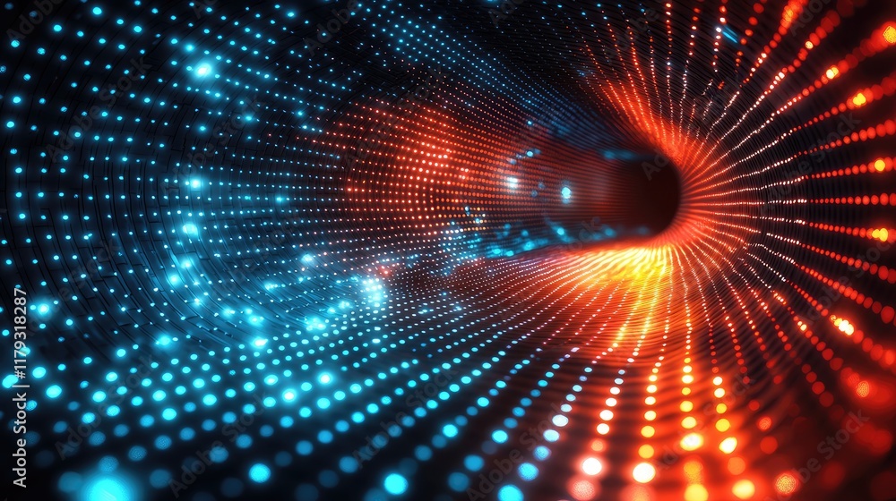 Aufkleber abstract digital art: exploring the flow of data and energy in a futuristic tunnel