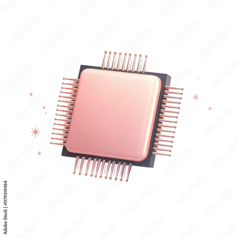 Aufkleber a close-up of a modern microprocessor chip with intricate connections and design., isolated on a tra