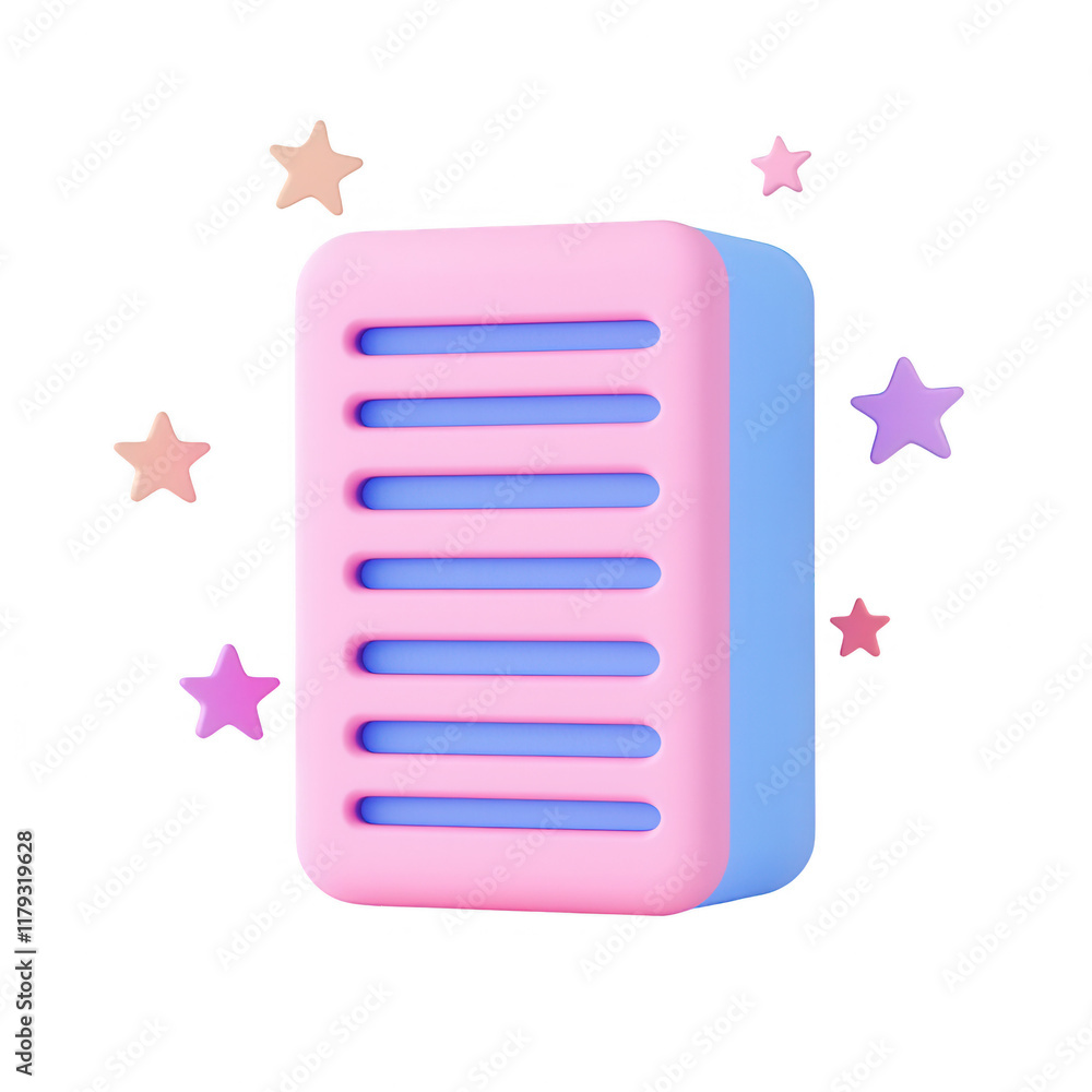 Poster a colorful 3d rendering of a stylish, decorative object with stars around it., isolated on a transpa