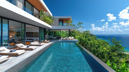 Fototapeta premium Luxury Villa with Infinity Pool and Ocean View