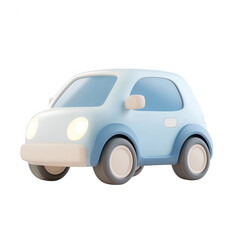 A cute blue toy car designed for playful imagery and children's themes., isolated on a transparent background.