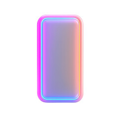 A futuristic glowing rectangular panel with vibrant neon colors and smooth gradients., isolated on a transparent background.