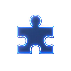 Obraz premium A glowing blue puzzle piece symbolizing connection and problem-solving., isolated on a transparent background.