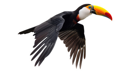 Obraz premium Stunning Toucan in Flight Isolated on a Transparent Background for Creative Projects