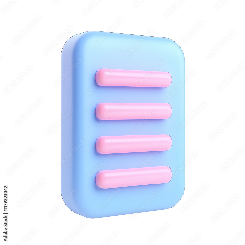 Poster a modern blue and pink icon representing simplified user interface design elements., isolated on a t