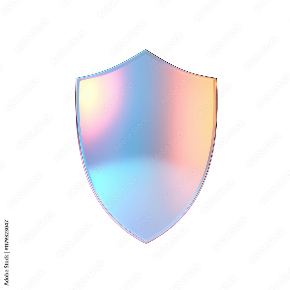 Poster a modern and colorful abstract shield symbol for protection and security concepts., isolated on a tr