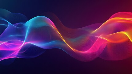 Obraz premium Abstract colorful wavy lines flowing smoothly on dark background.