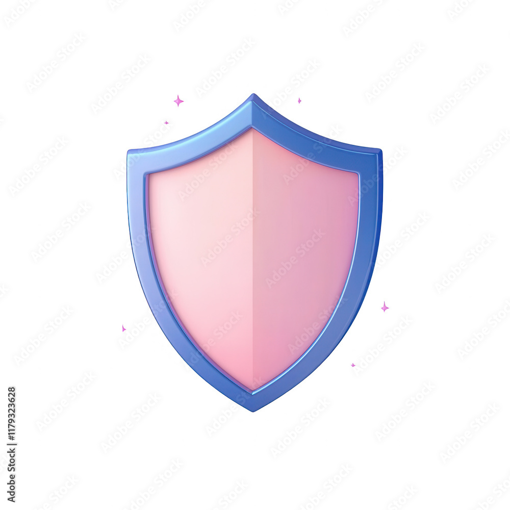 Poster a modern shield design, symbolizing protection and security in digital environments., isolated on a 