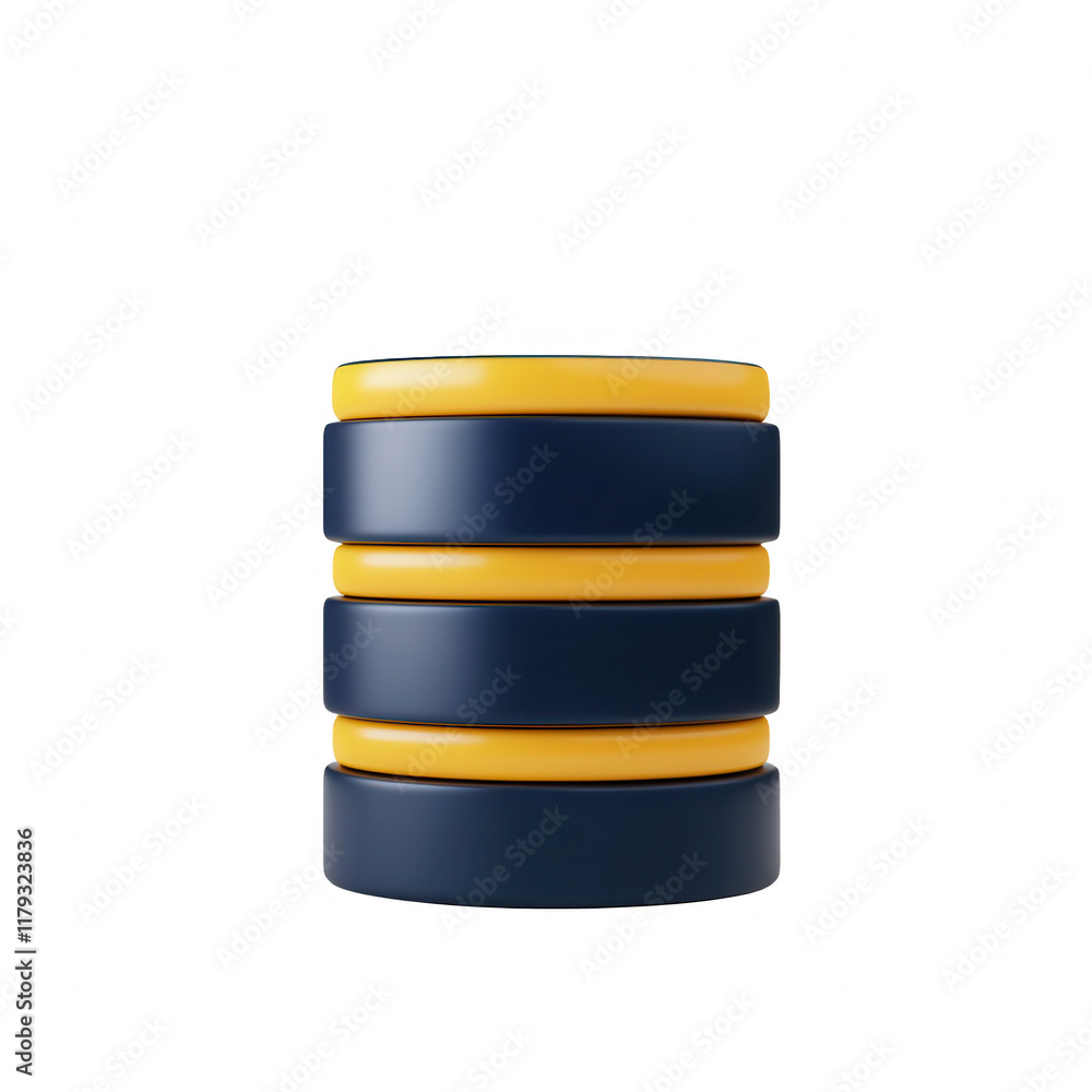 Poster a modern stack of data storage components with vibrant colors and clean design., isolated on a trans