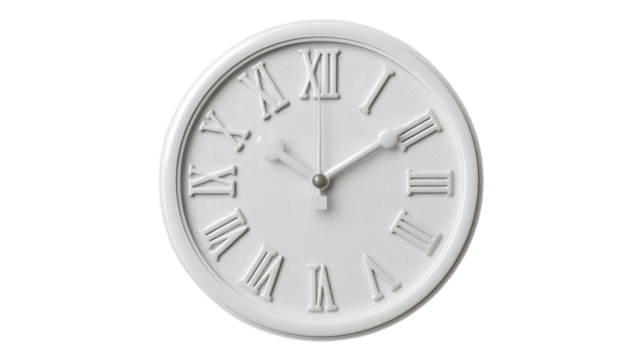Elegant White Clock 3D Render Icon for Time Management and Interior Design