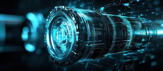 Fototapeta premium Futuristic blue glowing technology engine.
