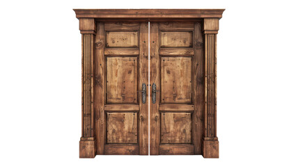 Elegant Decorative Wooden Door Pair Isolated for Architectural Design Use