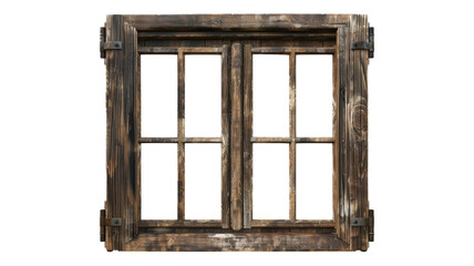 Elegant Isolated Wooden Window Frame Suitable for Home Decor and Renovation Projects