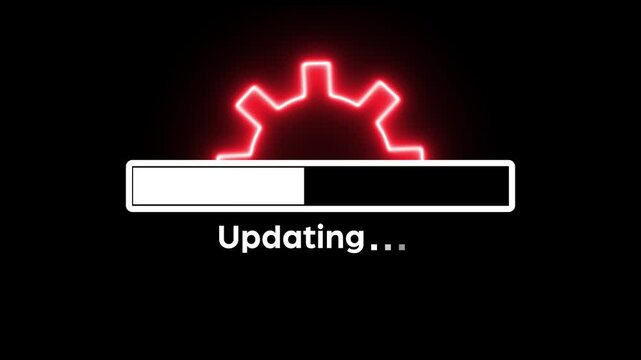 Software updating and process, System update icon set Animation with gear sign Isolated on Black Background
