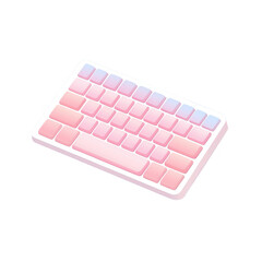 Fototapeta premium A stylish pink keyboard on a clean background for modern tech aesthetics., isolated on a transparent background.