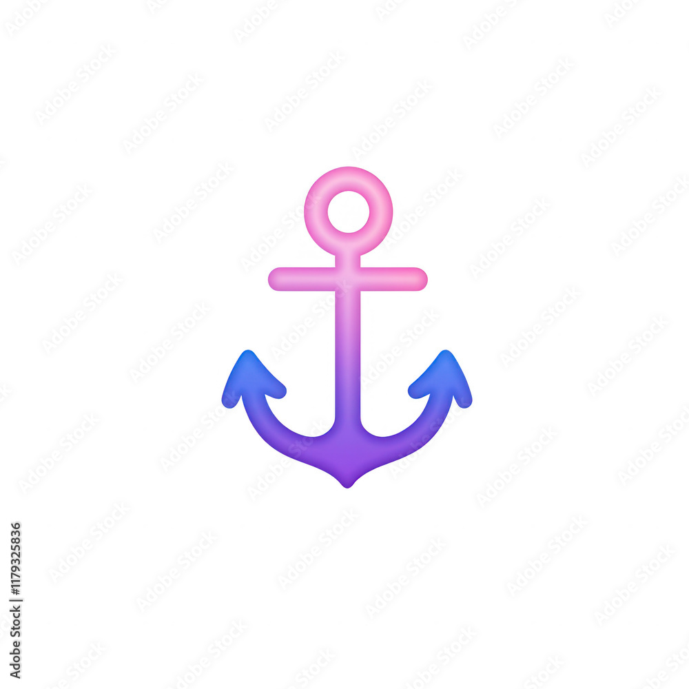 Poster a vibrant anchor design symbolizing hope and stability in a digital format., isolated on a transpare