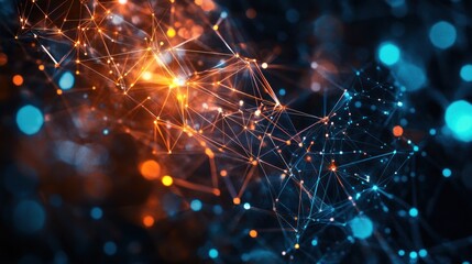 Fototapeta premium Abstract digital network connection with glowing particles and lines. (1)