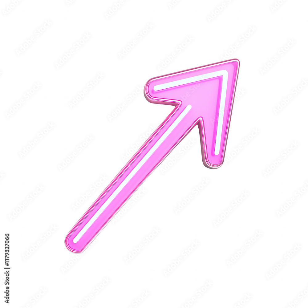 Poster a vibrant pink arrow design pointing upward, ideal for illustrating growth and progress., isolated o